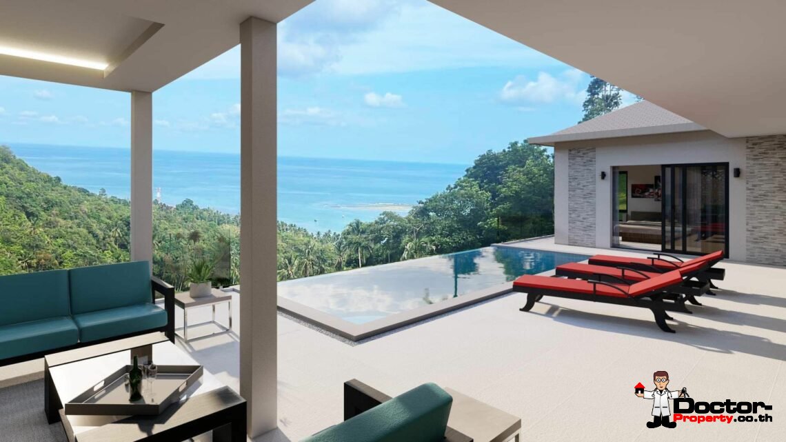 New Modern Style 3 bedroom Sea View Villa – Lamai, Koh Samui – For Sale
